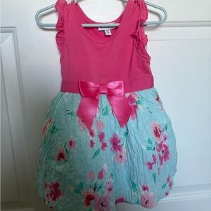Charming Pink and Blue Floral Kids Dress